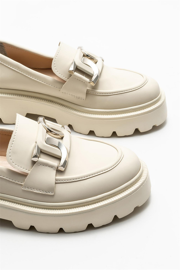 Bej kadın loafer - Elle Shoes