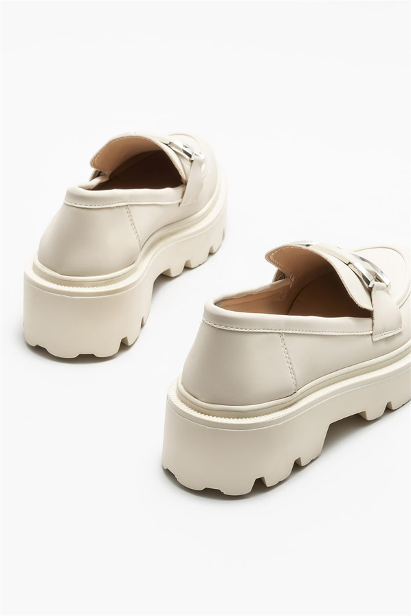 Bej kadın loafer - Elle Shoes