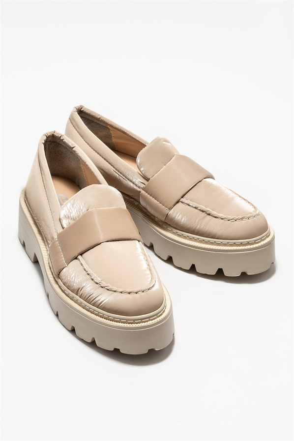Bej kadın loafer - Elle Shoes