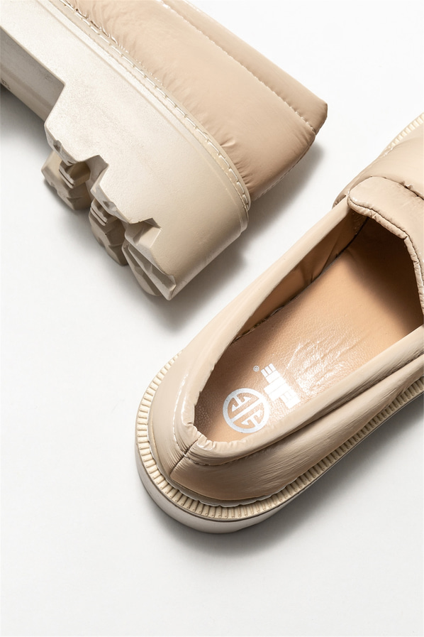 Bej kadın loafer - Elle Shoes