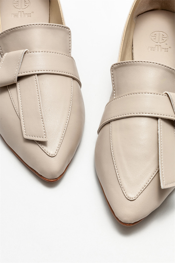 Bej kadın loafer - Elle Shoes
