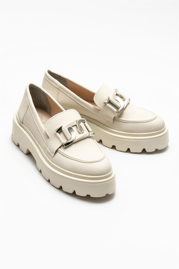Bej kadın loafer - Elle Shoes