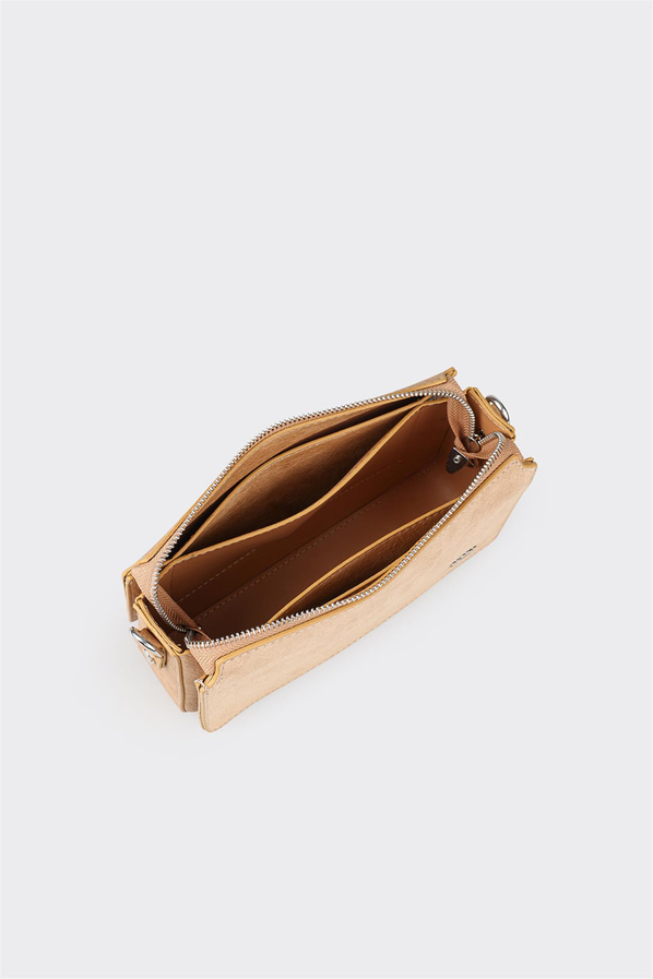 Bej örgü dokulu kadın omuz çantası - Elle Shoes