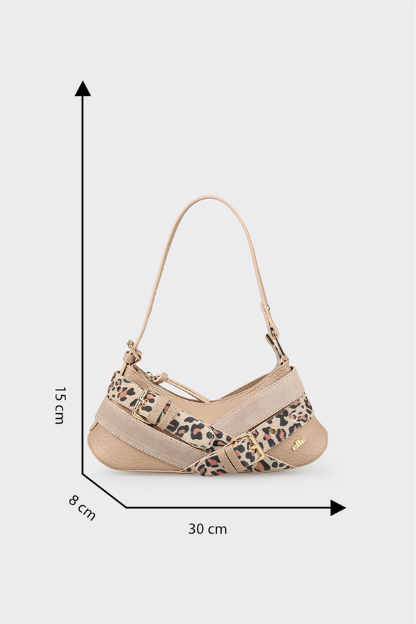 Bej kadın omuz çantası, rahat kullanım için - Elle Shoes