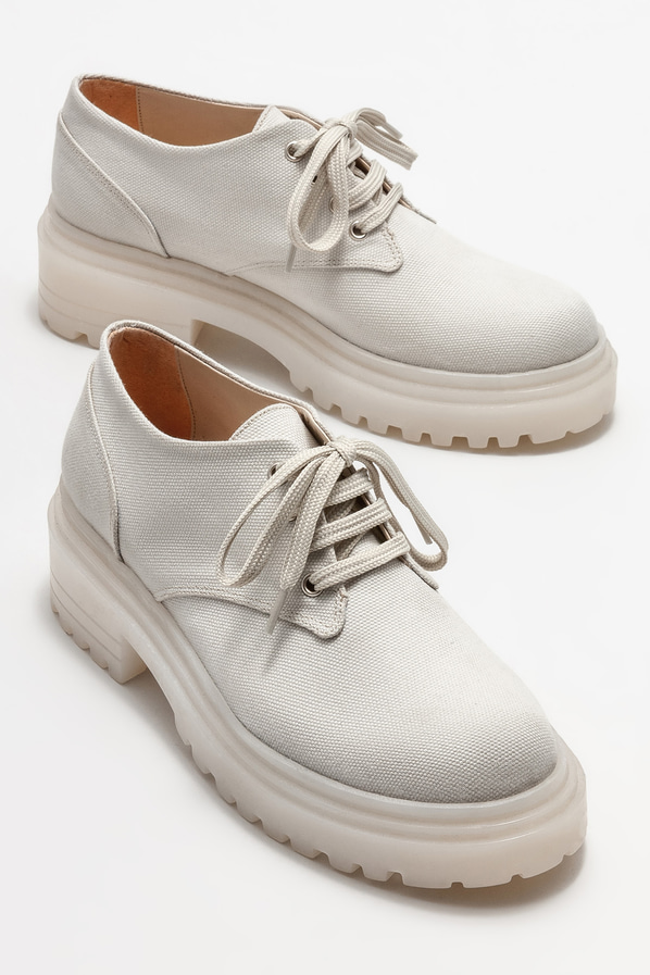 Bej kadın oxford - Elle Shoes