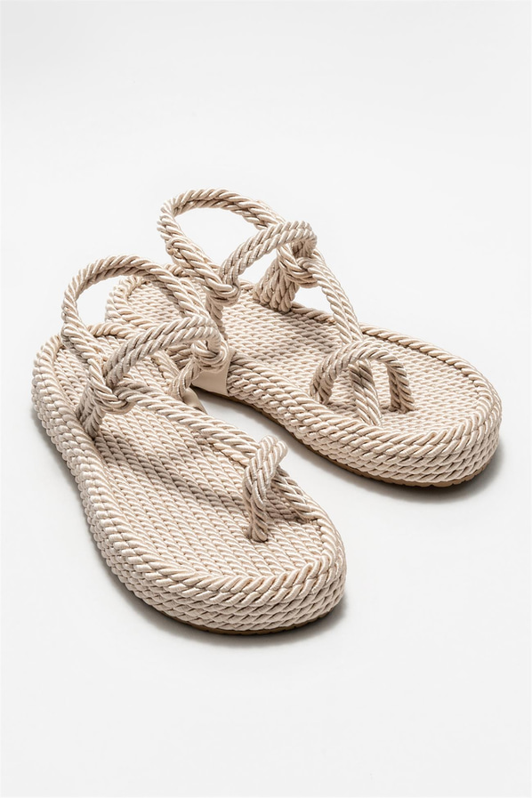 Bej kadın sandalet - Elle Shoes
