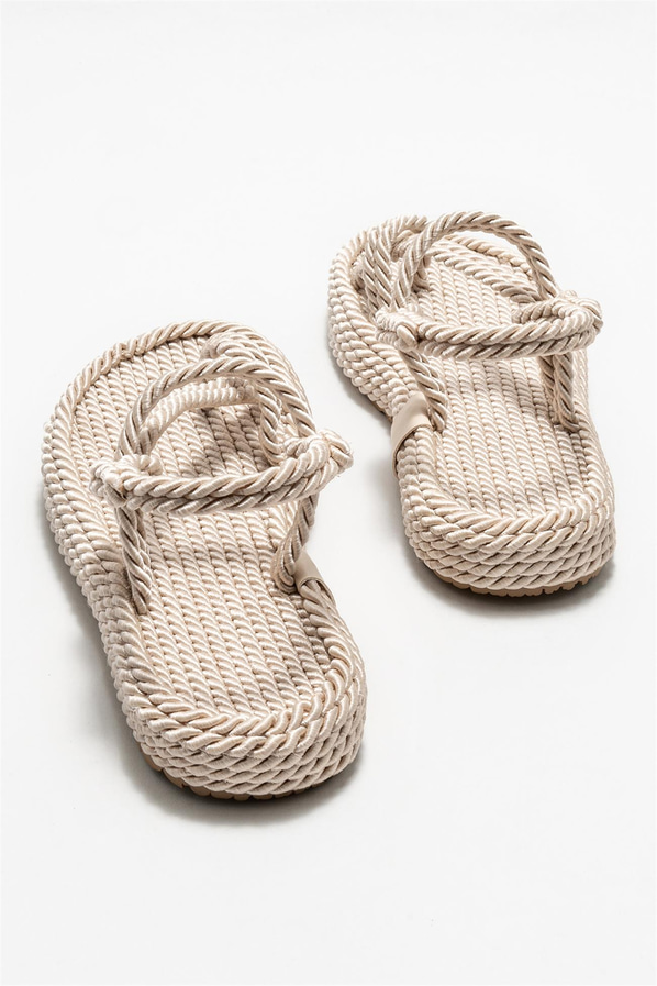 Bej kadın sandalet - Elle Shoes