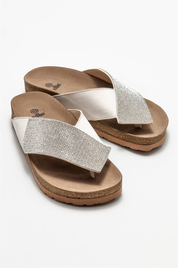 Bej kadın terlik - Elle Shoes