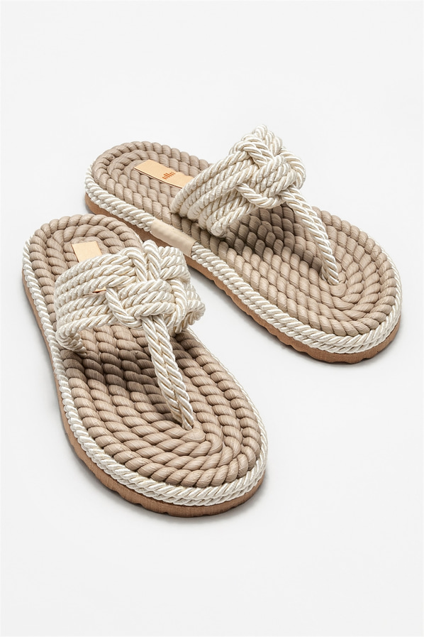 Bej kadın terlik - Elle Shoes
