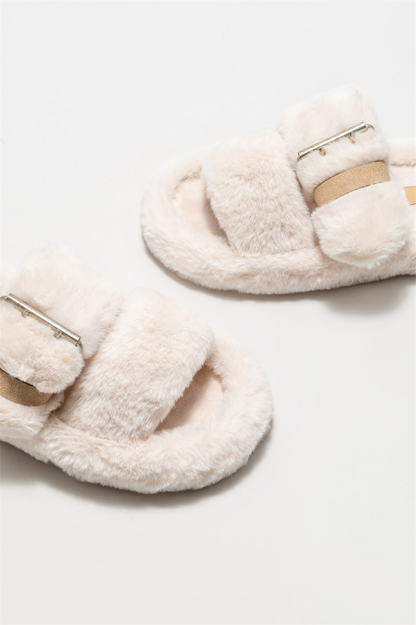 Bej kadın düz terlik - Elle Shoes