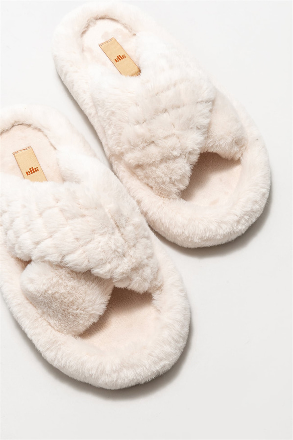 Bej kadın düz terlik - Elle Shoes