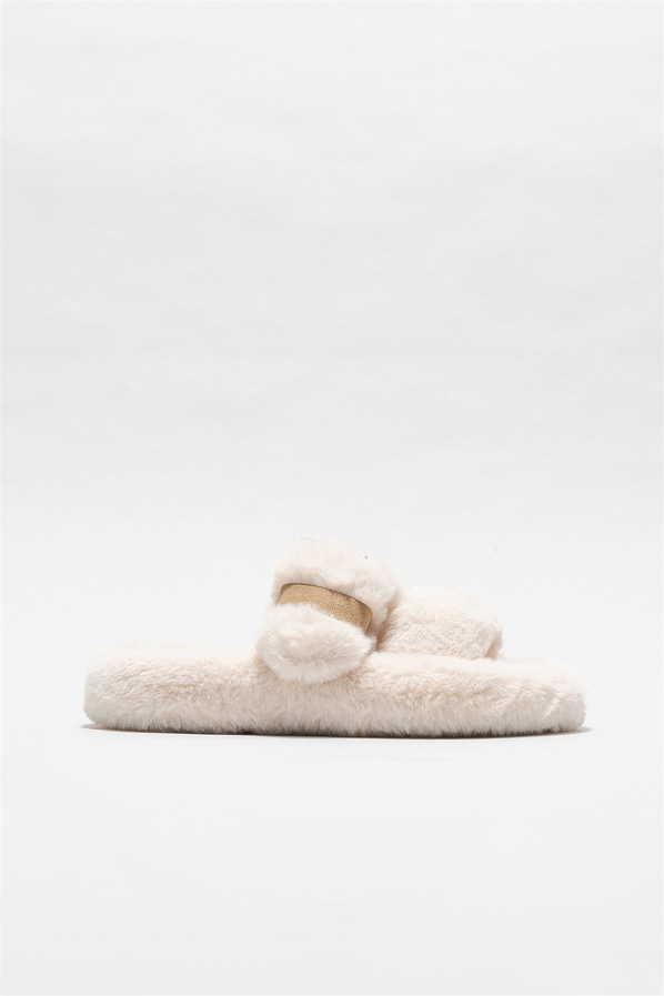 Bej kadın düz terlik - Elle Shoes