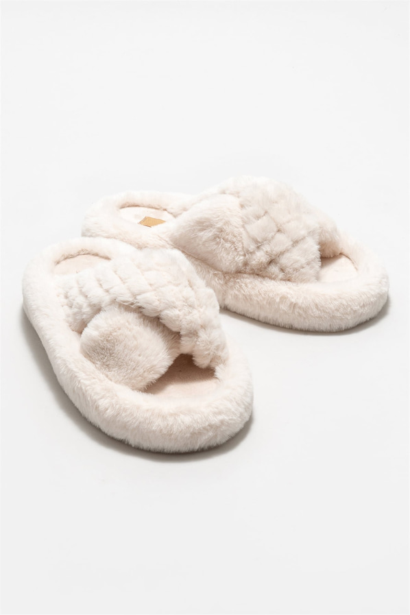 Bej kadın düz terlik - Elle Shoes