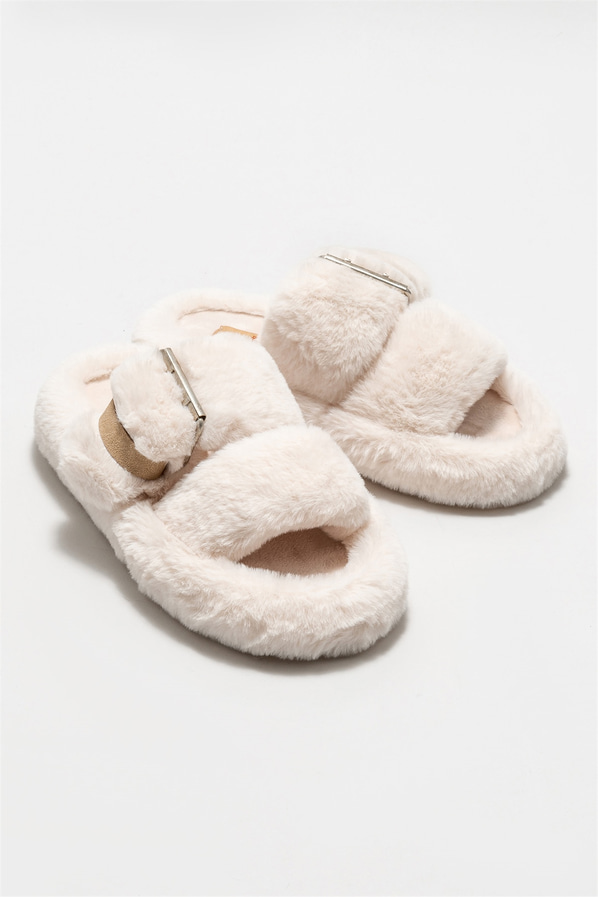 Bej kadın düz terlik - Elle Shoes