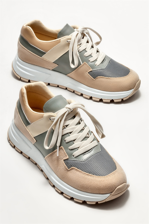 Bej kadın spor ayakkabı - Elle Shoes