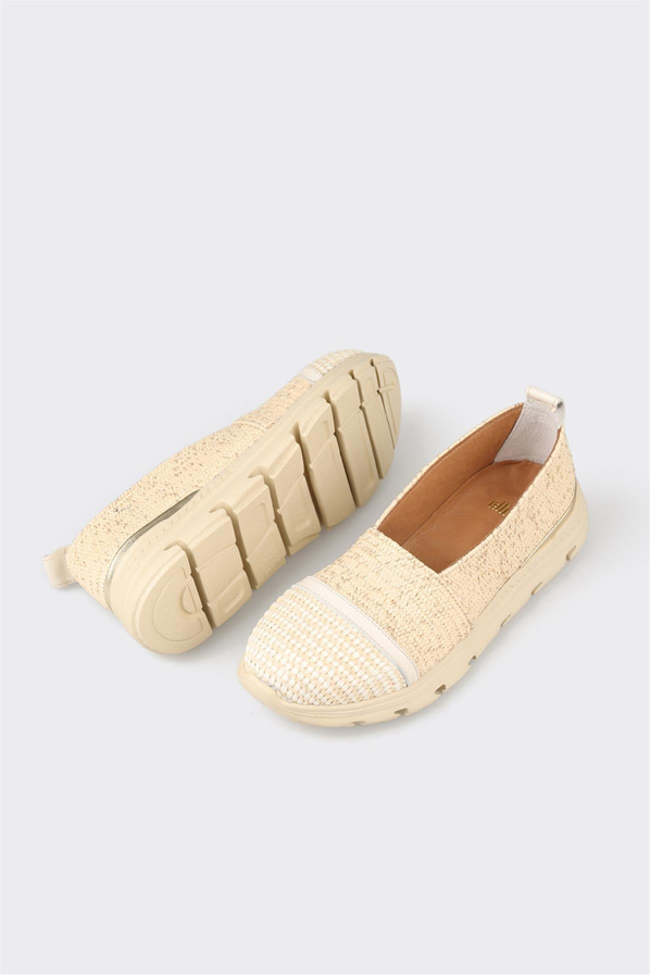 Bej simli örgü dokulu kadın sneaker - Elle Shoes