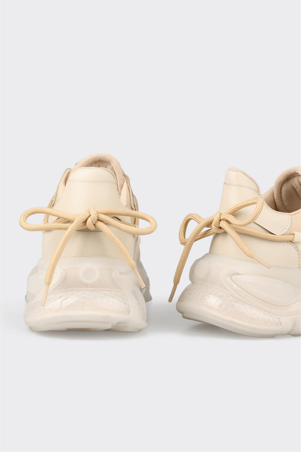 Bej kadın sneaker, ofis stili için - Elle Shoes
