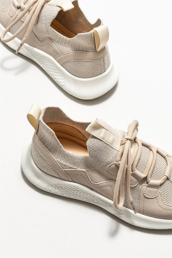 Bej kadın sneaker - Elle Shoes