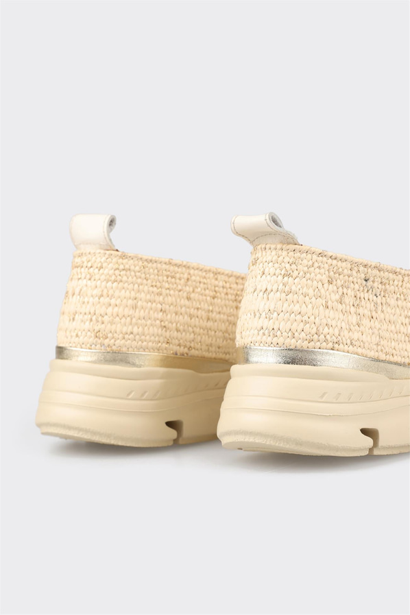 Bej simli örgü dokulu kadın sneaker - Elle Shoes