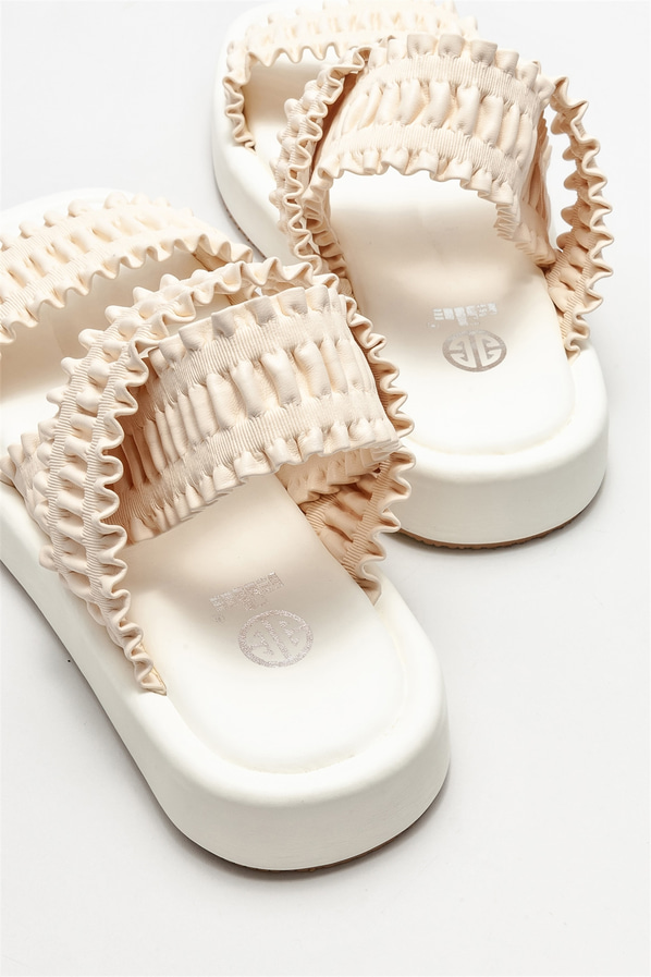 Bej kadın sandalet - Elle Shoes