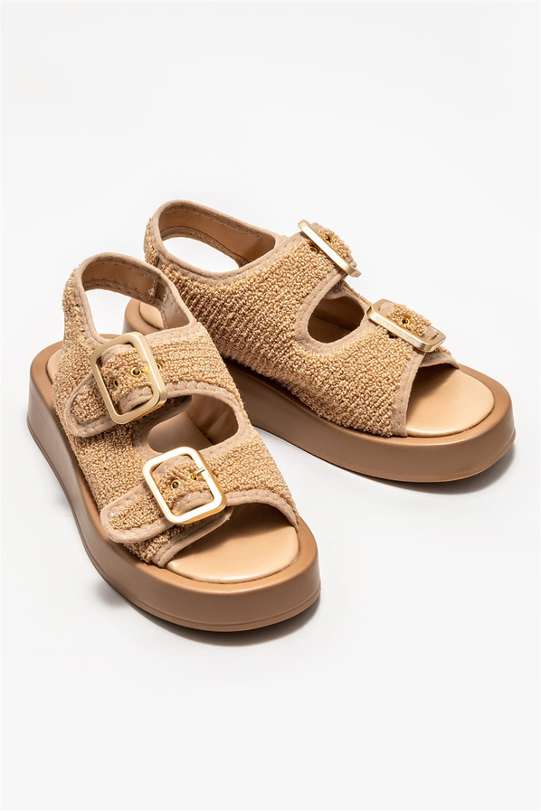 Bej kadın sandalet - Elle Shoes