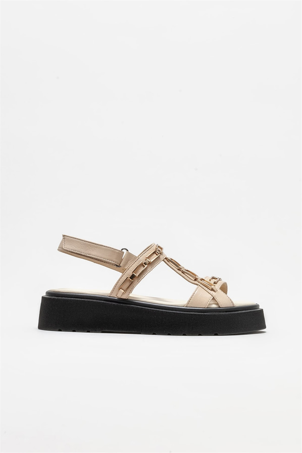 Bej kadın sandalet - Elle Shoes