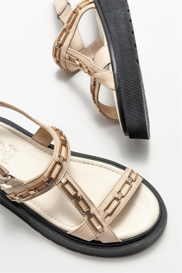 Bej kadın sandalet - Elle Shoes