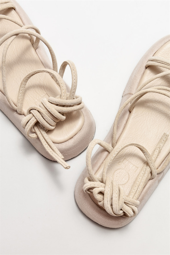 Bej kadın sandalet - Elle Shoes