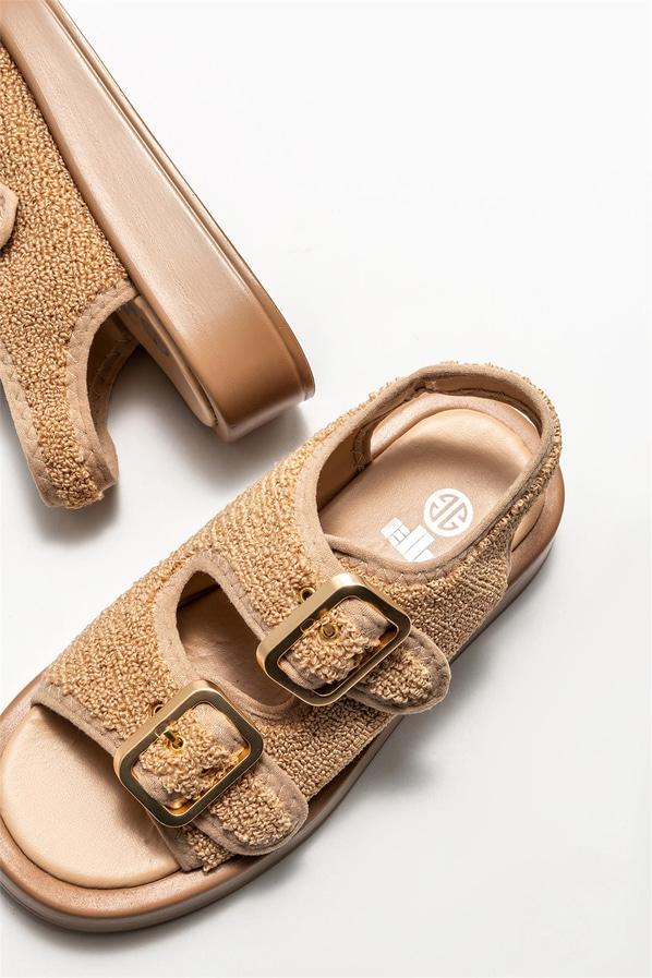 Bej kadın sandalet - Elle Shoes