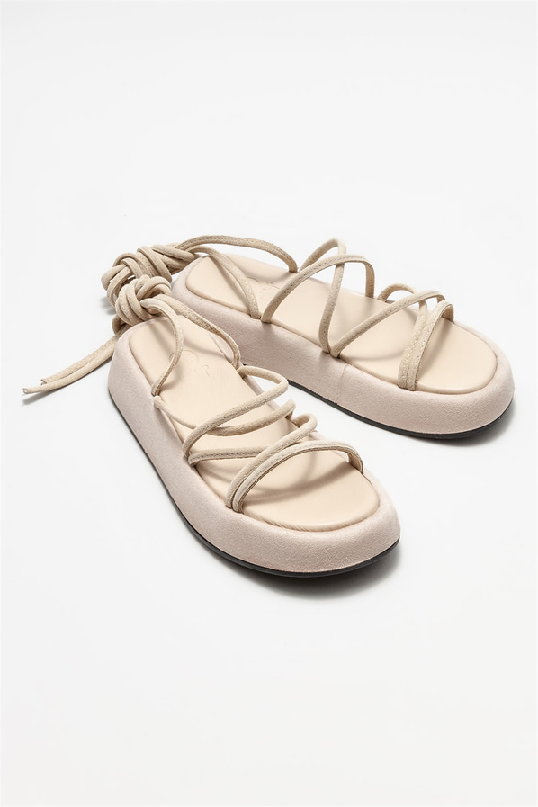 Bej kadın sandalet - Elle Shoes