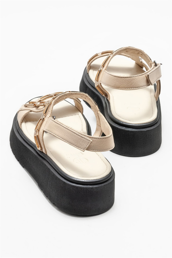 Bej kadın sandalet - Elle Shoes
