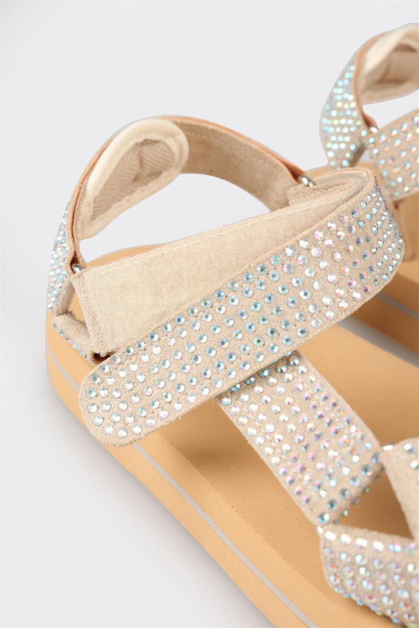 Bej kadın sandalet - Elle Shoes