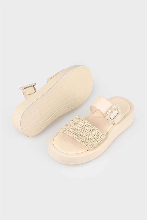 Bej kadın sandalet - Elle Shoes