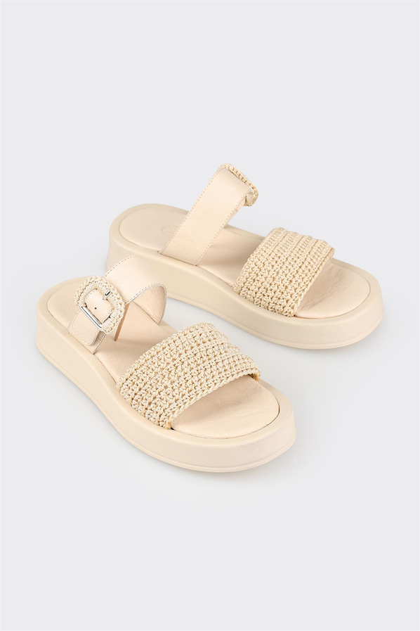 Bej kadın sandalet - Elle Shoes