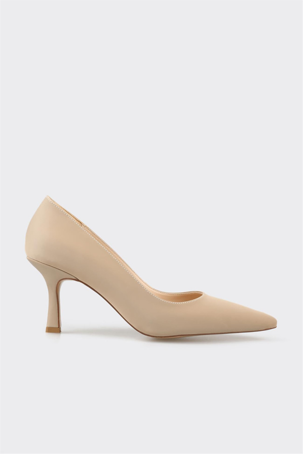 Bej kadın stiletto, rahat kullanım için - Elle Shoes