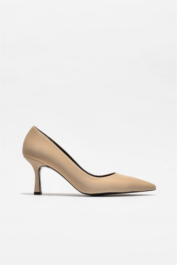 Bej kadın stiletto, rahat kullanım için - Elle Shoes
