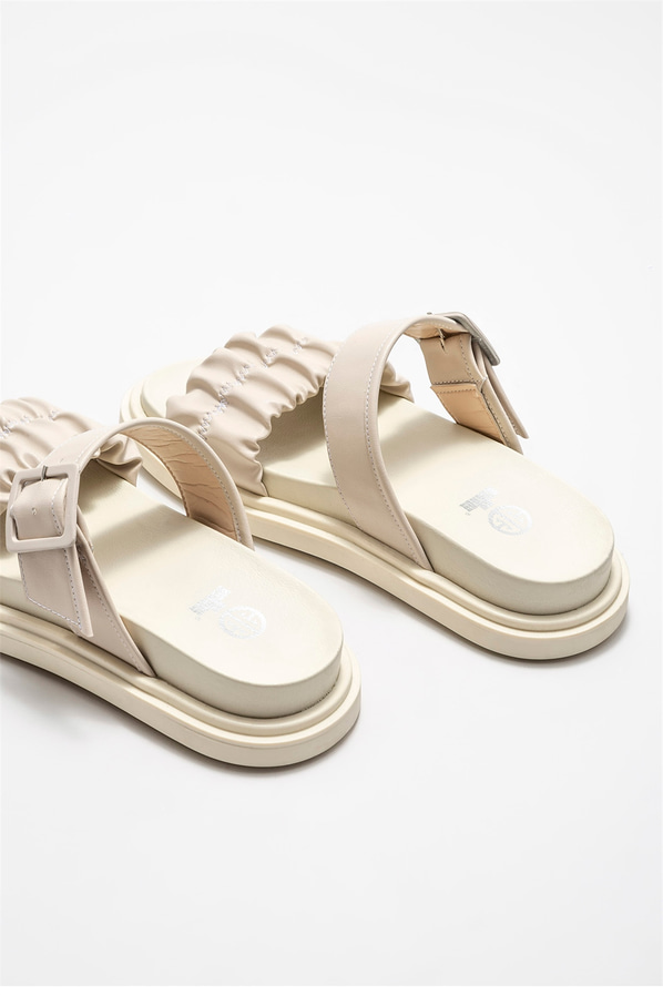 Bej kadın düz terlik - Elle Shoes