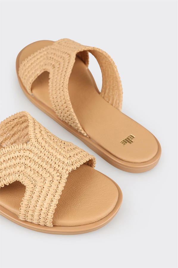 Bej kadın düz terlik - Elle Shoes