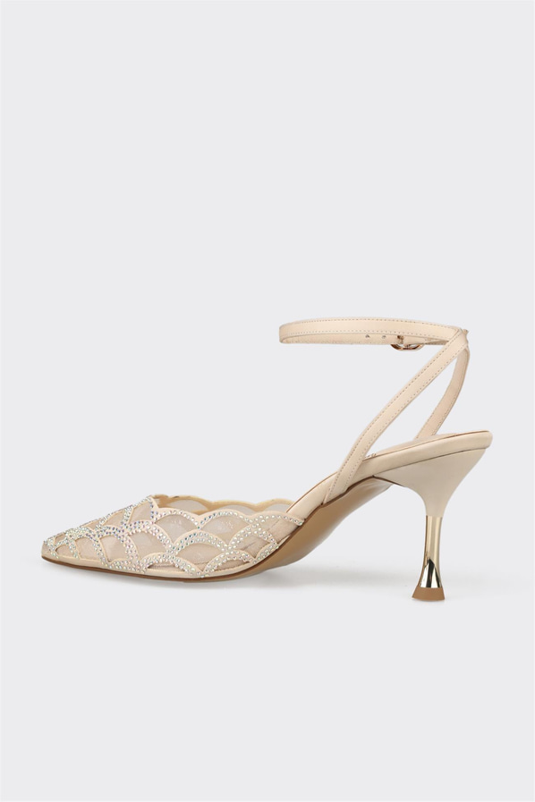 Bej topuklu kadın ayakkabı - Elle Shoes