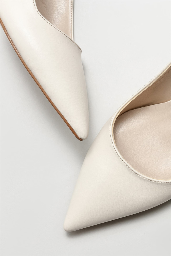 Bej topuklu kadın ayakkabı - Elle Shoes