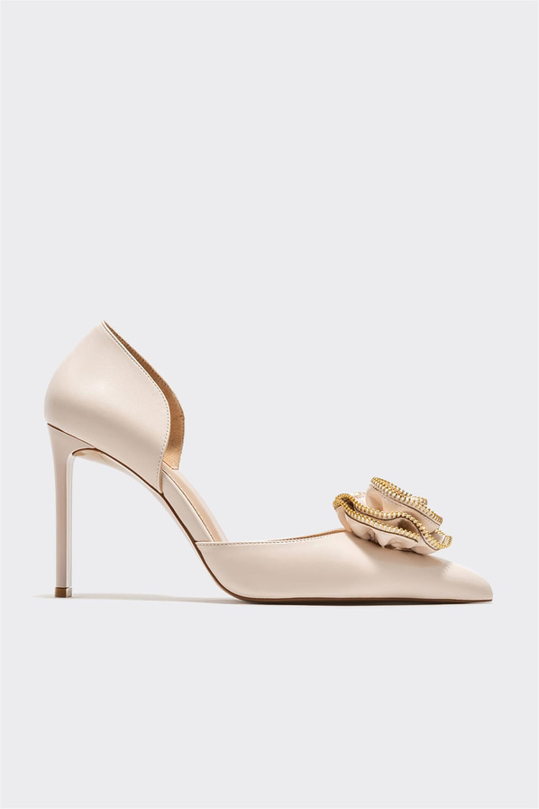 Bej topuklu kadın ayakkabı - Elle Shoes