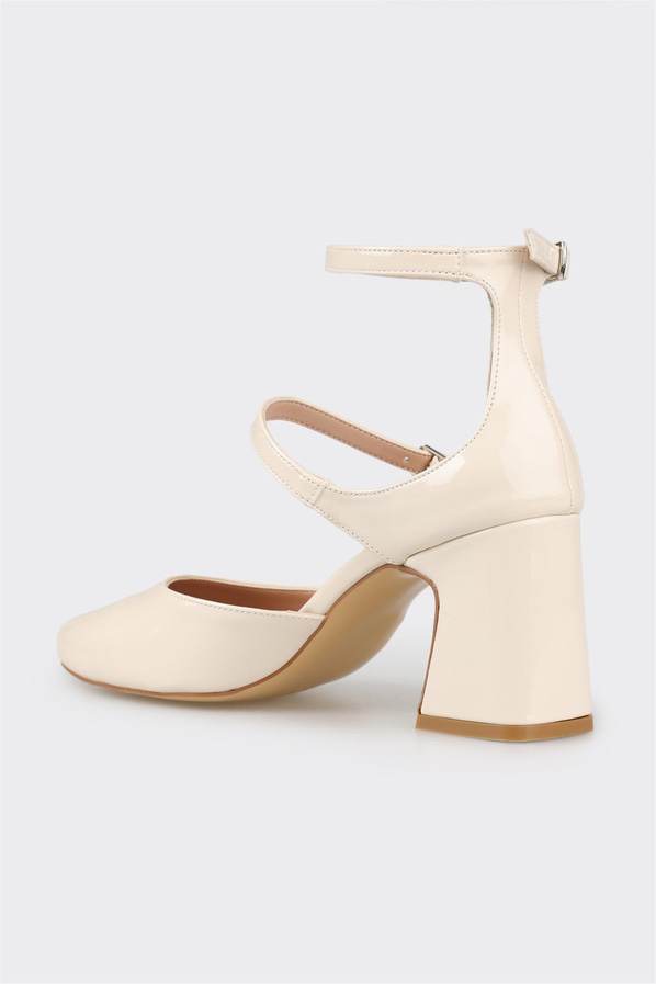 Bej topuklu kadın ayakkabı - Elle Shoes