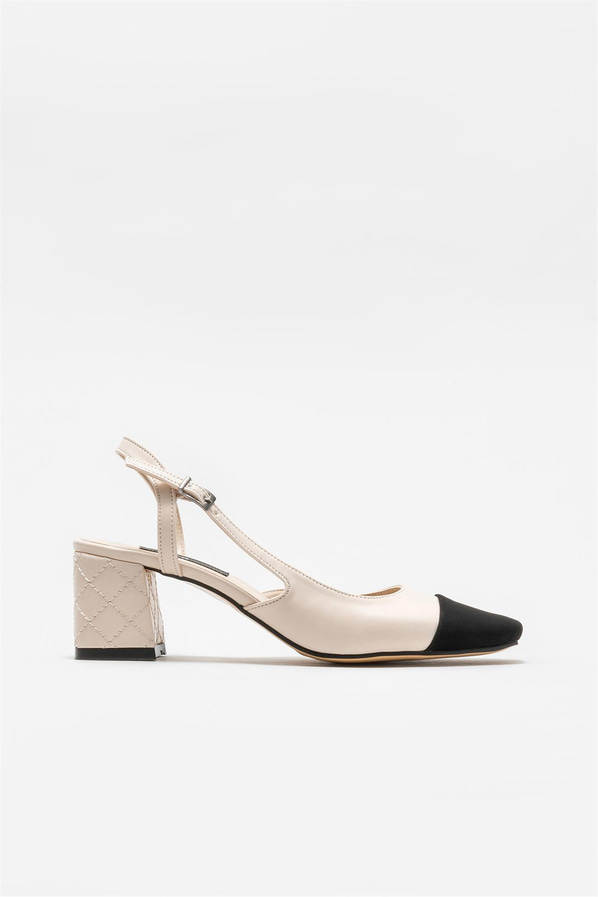 Bej topuklu kadın ayakkabı - Elle Shoes