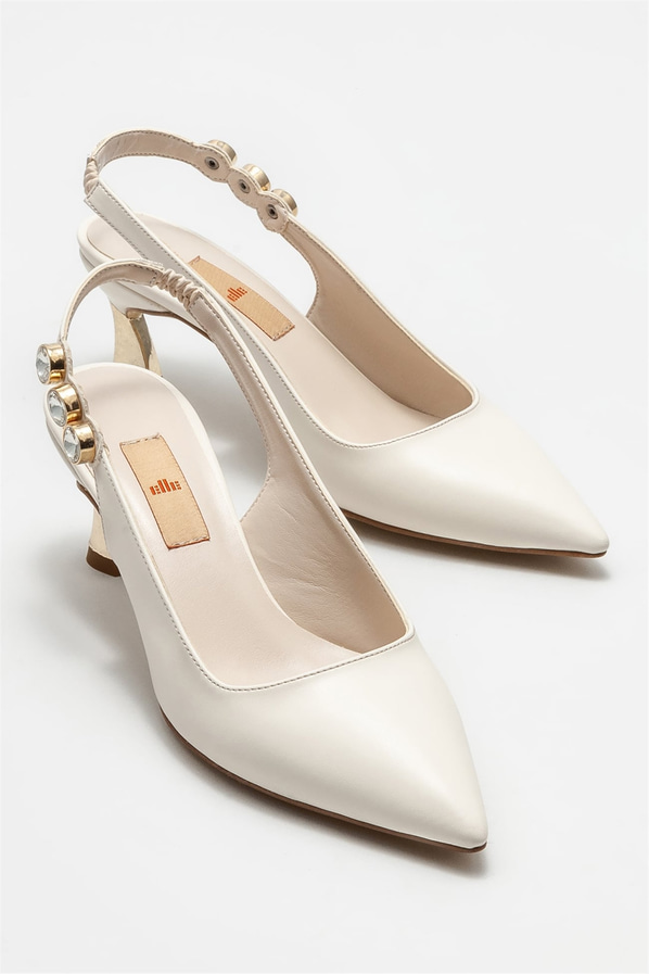 Bej topuklu kadın ayakkabı - Elle Shoes
