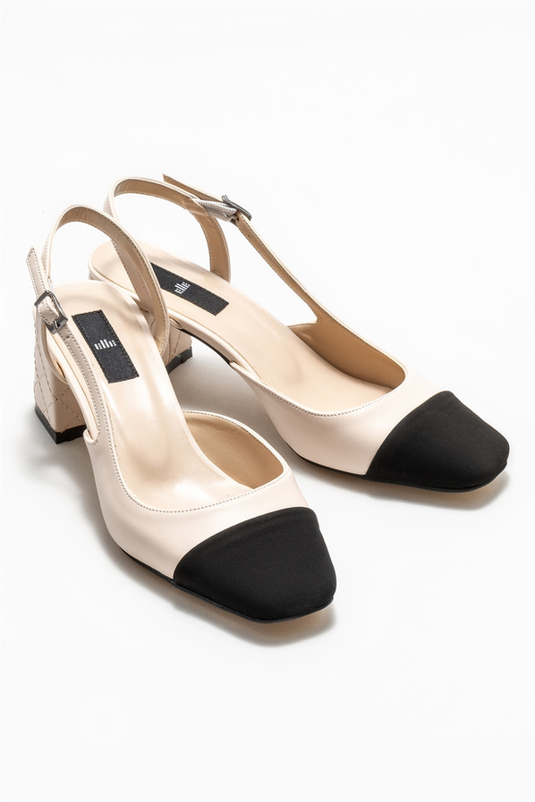 Bej topuklu kadın ayakkabı - Elle Shoes