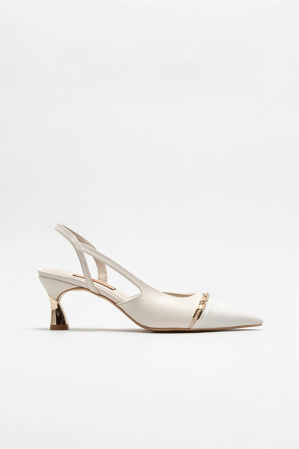 Bej topuklu kadın ayakkabı - Elle Shoes