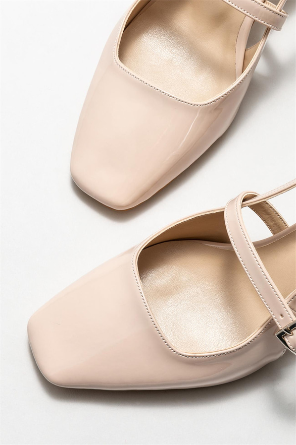 Bej topuklu kadın ayakkabı - Elle Shoes