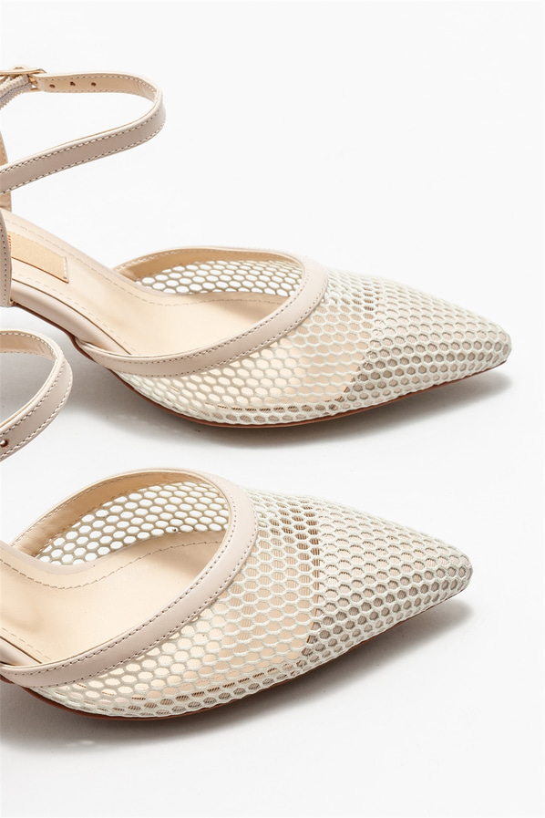 Bej topuklu kadın ayakkabı - Elle Shoes