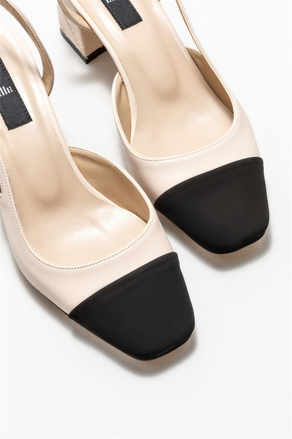 Bej topuklu kadın ayakkabı - Elle Shoes
