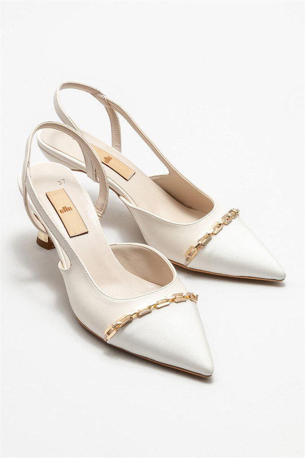 Bej topuklu kadın ayakkabı - Elle Shoes